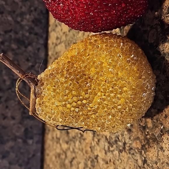 Vintage Beaded Fruit Ornaments, Set of 2, Pear and Apple - Picture 2 of 8